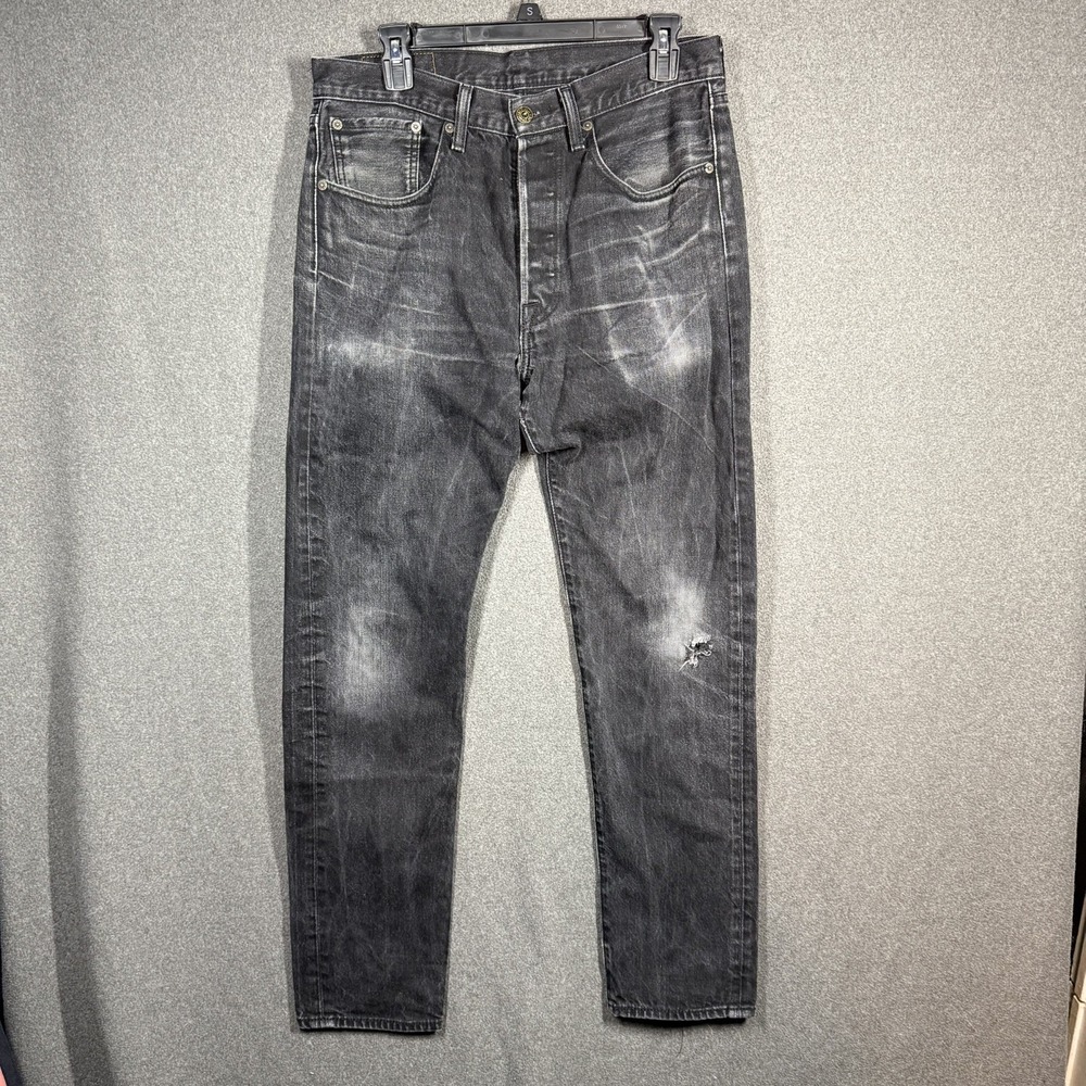 Levis 501 Jeans Mens 31x32 Black Dark Wash CT Denim Pants missing back label